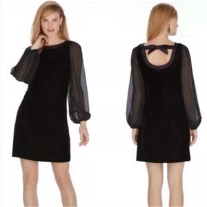 White House Black Market Black Velvet Dress with Bow Size 8